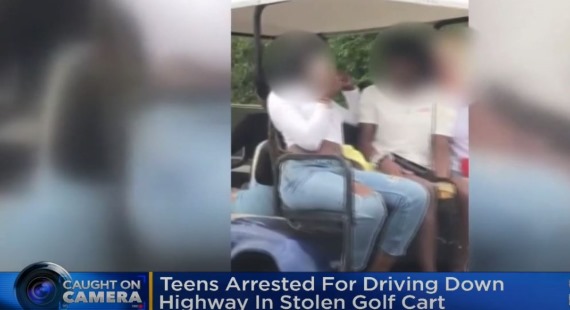 Girls arrested driving golf cart on freeway